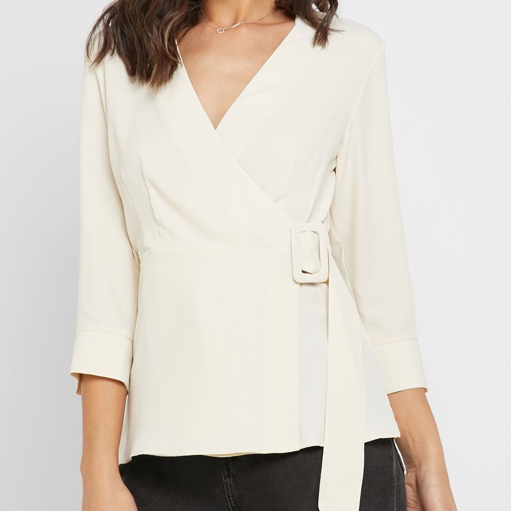 NWOT Topshop Belted Wrap Top, Size 8 - Picture 2 of 12